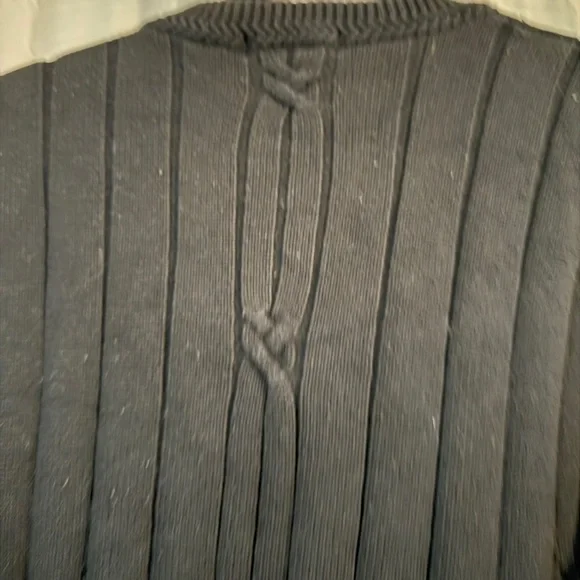Vintage Nautica Cable Knit Sweater L Black 100% Cotton 90s Logo Crewneck - Picture 7 of 13